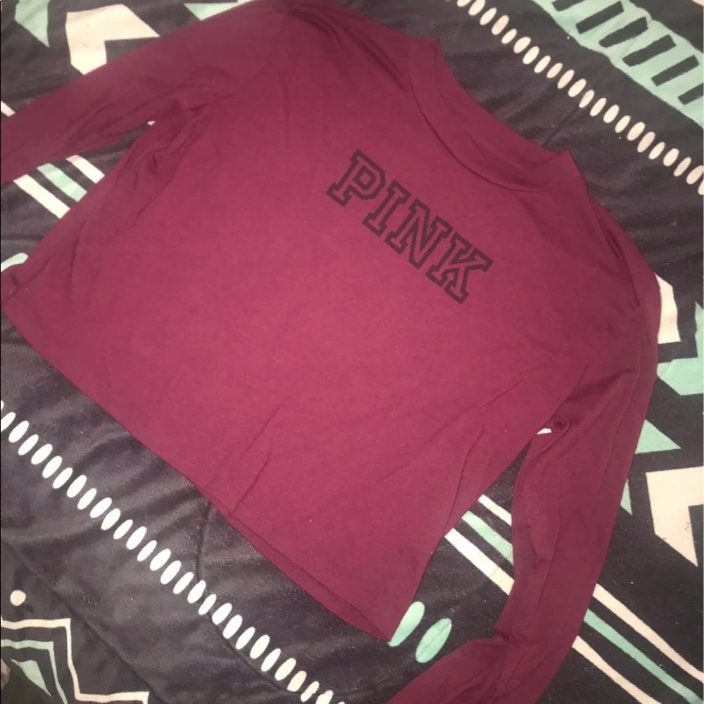 PINK Long Sleeve Crop Top
